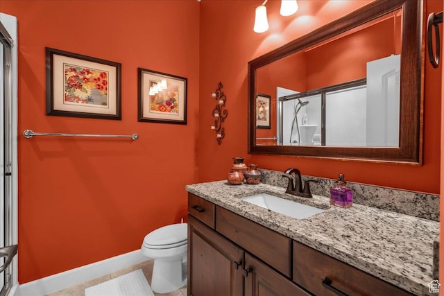 3075 E Delany Dr, St George, UT 84790 - full bathroom with vanity, tile patterned floors, and a shower with door