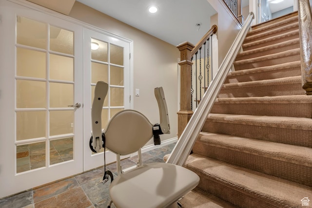 9656 Villa Springs Cv, Sandy, UT 84070 - stairway with stone finish flooring and recessed lighting