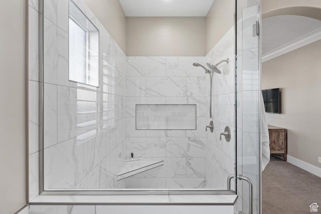 2530 S Monterosa Ln, St George, UT 84790 - full bathroom with a shower stall and baseboards
