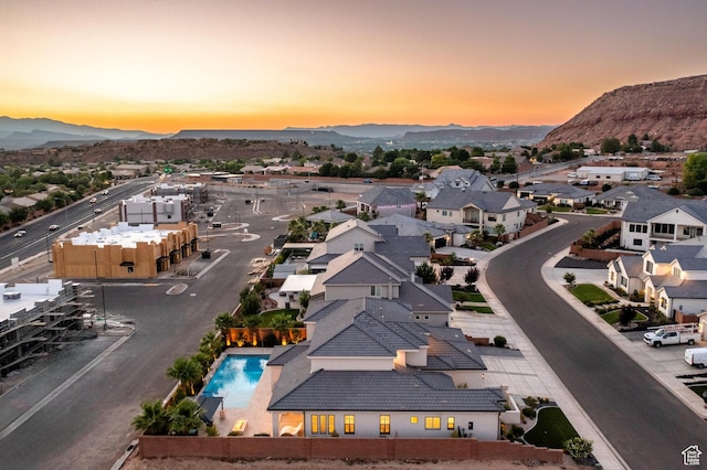 2530 S Monterosa Ln, St George, UT 84790 - aerial view at dusk of a mountain view and a residential view