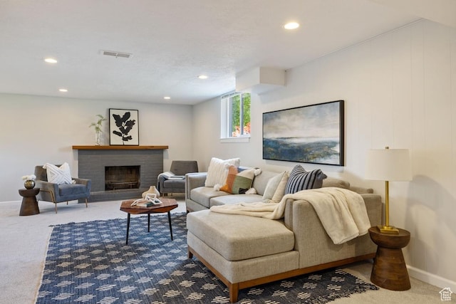 1876 E Northwoodside Dr S, Holladay, UT 84124 - carpeted living room with recessed lighting and a fireplace
