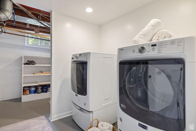 1876 E Northwoodside Dr S, Holladay, UT 84124 - laundry room with separate washer and dryer and recessed lighting