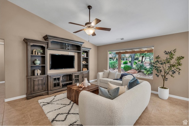 336 W 270 S, Ivins, UT 84738 - living room featuring ceiling fan, light tile patterned flooring, and vaulted ceiling