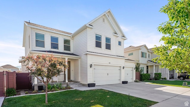 312 N 240 E, Vineyard, UT 84059 - view of front of house with an attached garage, driveway, and a porch