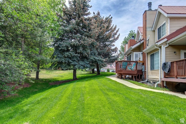 2953 W Wildflower Ct Unit 35, Park City, UT 84098 - view of grassy yard with a wooden deck
