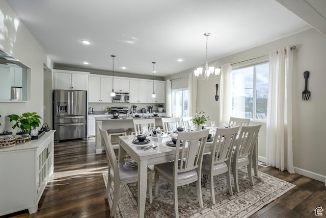 6459 N Star Discovery Way W, Stansbury Park, UT 84074 - dining room featuring recessed lighting, dark wood-style flooring, and a chandelier
