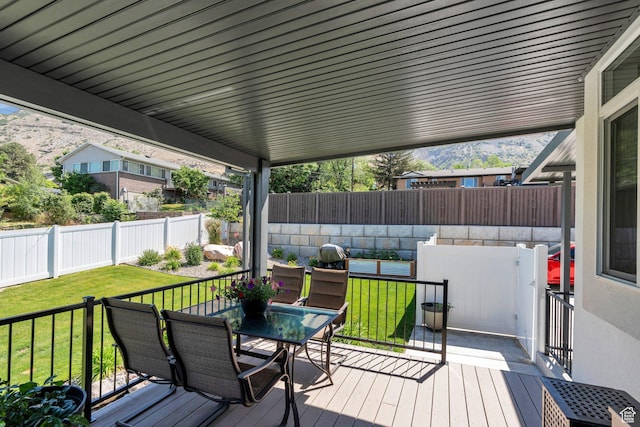 113 N 1400 E, Pleasant Grove, UT 84062 - wooden terrace with outdoor dining area and a fenced backyard