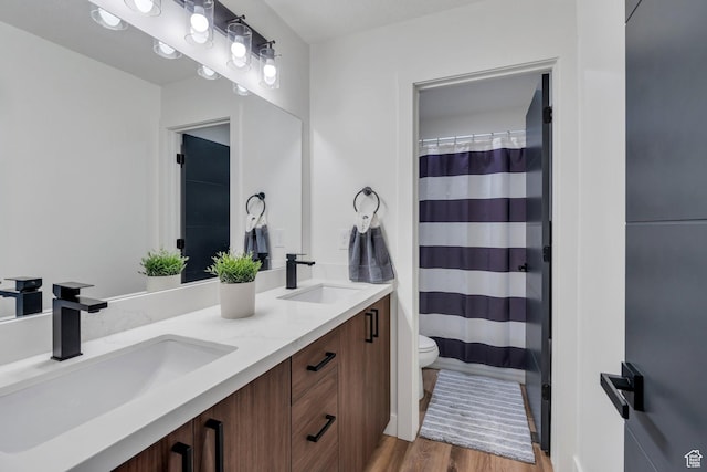 113 N 1400 E, Pleasant Grove, UT 84062 - bathroom with double vanity, wood finished floors, and a shower with curtain