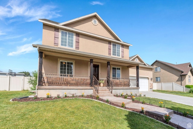 1198 N Reese Dr, Provo, UT 84601 - view of front of property with covered porch, stucco siding, concrete driveway, and an attached garage