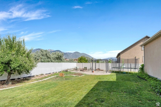 1198 N Reese Dr, Provo, UT 84601 - fenced backyard with a trampoline and a mountain view