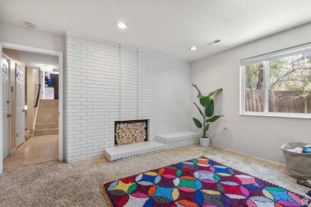 2673 E Toni Cir S, Cottonwood Heights, UT 84121 - sitting room featuring carpet, a fireplace, recessed lighting, and stairs