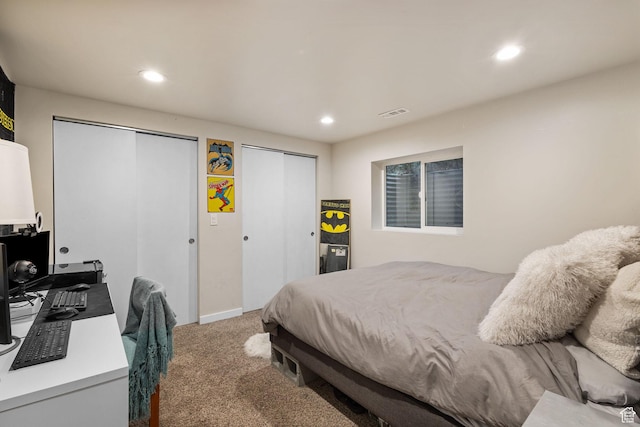 2673 E Toni Cir S, Cottonwood Heights, UT 84121 - carpeted bedroom with two closets, recessed lighting, and an office area