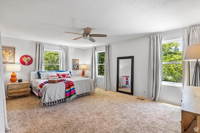 2673 E Toni Cir S, Cottonwood Heights, UT 84121 - carpeted bedroom with a ceiling fan and a textured ceiling