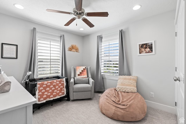 10401 S Liffey Ln, South Jordan, UT 84009 - sitting room with carpet floors, recessed lighting, and ceiling fan