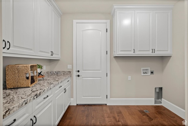 2209 E Viscaya Dr, Draper, UT 84020 - laundry area featuring cabinet space, dark wood-type flooring, washer hookup, and hookup for an electric dryer