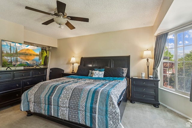 3285 W 6775 S, West Jordan, UT 84084 - bedroom featuring light carpet, a textured ceiling, and ceiling fan