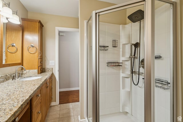 3285 W 6775 S, West Jordan, UT 84084 - full bathroom with vanity, a shower stall, and tile patterned flooring