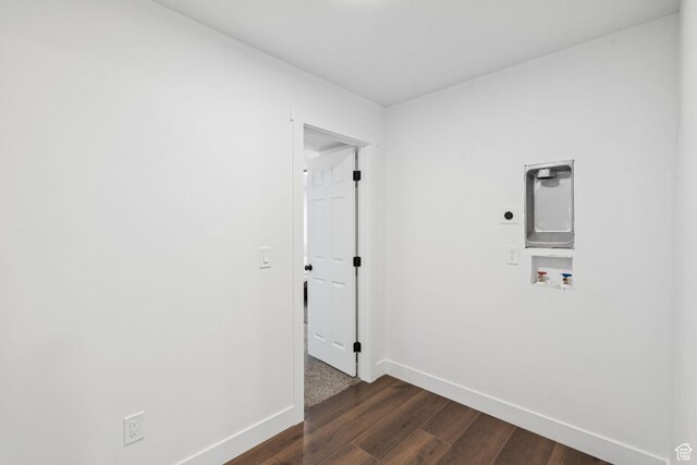 213 E 500 N, Nephi, UT 84648 - washroom with hookup for an electric dryer, hookup for a washing machine, and dark wood-style floors