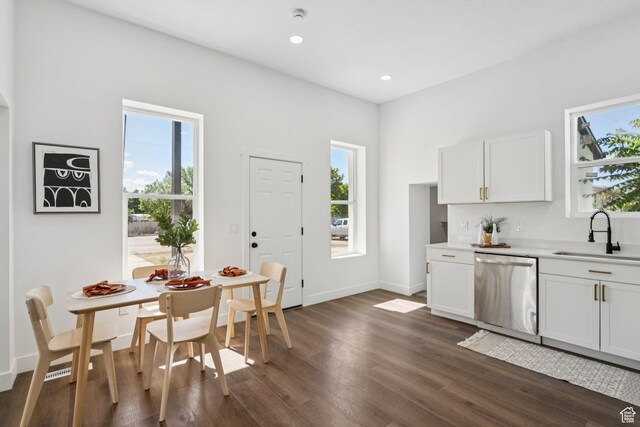 213 E 500 N, Nephi, UT 84648 - kitchen featuring dishwasher, healthy amount of natural light, light countertops, dark wood-type flooring, and recessed lighting