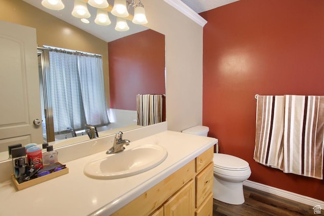 2595 W 4000 S, Roy, UT 84067 - bathroom with wood finished floors, vanity, and a chandelier