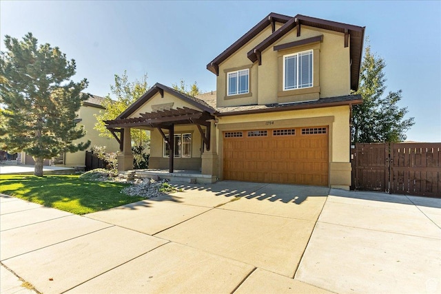 1794 E Longbranch Dr, Draper, UT 84020 - craftsman inspired home with concrete driveway, stucco siding, a garage, and a pergola
