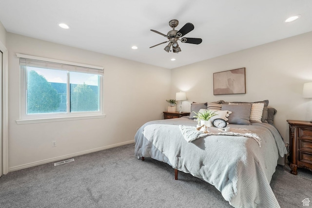 7839 N Apache Ln E, Eagle Mountain, UT 84005 - carpeted bedroom featuring recessed lighting and ceiling fan