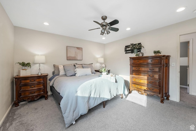 7839 N Apache Ln E, Eagle Mountain, UT 84005 - bedroom featuring light colored carpet, a ceiling fan, and recessed lighting