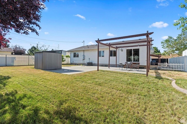 1673 W 9775 S, South Jordan, UT 84095 - rear view of property with a patio area, a shed, a pergola, and a fenced backyard