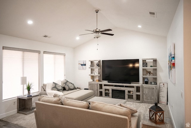 1060 N Ocotillo Dr, Washington, UT 84780 - living area with a ceiling fan, lofted ceiling, and recessed lighting