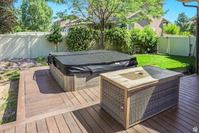 7414 S Regal Dr, West Jordan, UT 84081 - deck with a hot tub and a fenced backyard