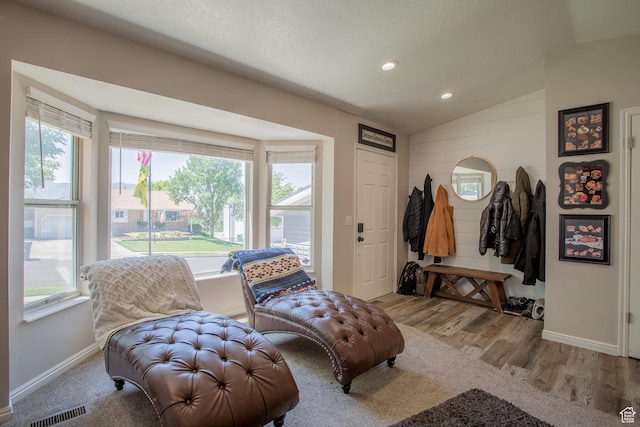 1211 E Spring Ridge Dr S, Sandy, UT 84094 - living area with lofted ceiling, plenty of natural light, wood finished floors, and recessed lighting