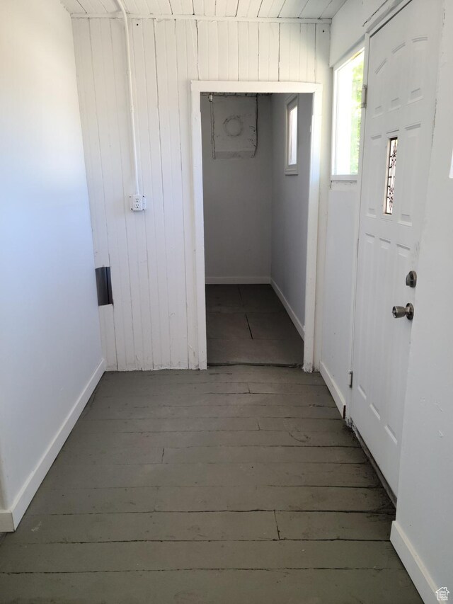 48 N Main St, Ephraim, UT 84627 - entryway featuring hardwood / wood-style floors and wood walls