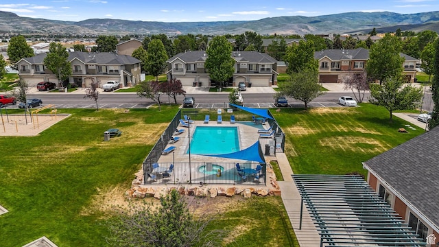 211 Greenfield Cir Unit 119, Heber City, UT 84032 - aerial perspective of suburban area featuring a mountain backdrop and a pool