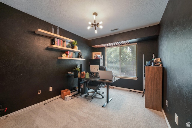 211 Greenfield Cir Unit 119, Heber City, UT 84032 - carpeted office space featuring a chandelier, a textured ceiling, and a textured wall