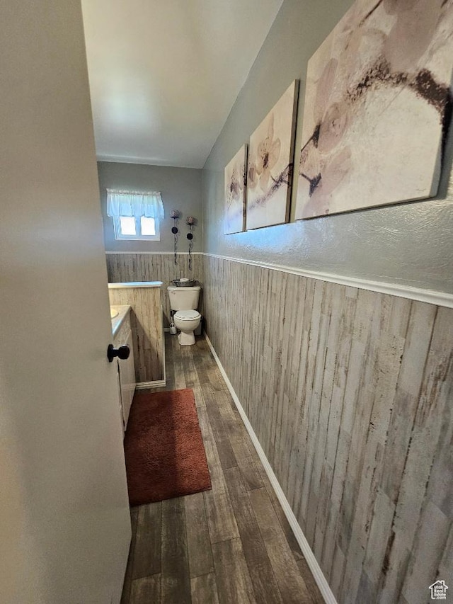 675 W 3300 N, Vernal, UT 84078 - bathroom featuring wood finished floors, vanity, a wainscoted wall, and wooden walls