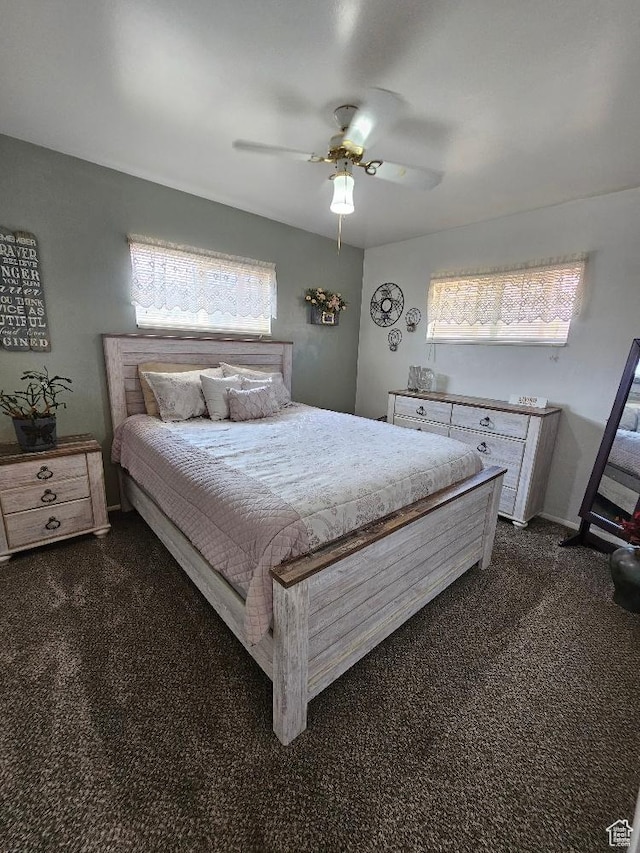 675 W 3300 N, Vernal, UT 84078 - bedroom with dark colored carpet and ceiling fan