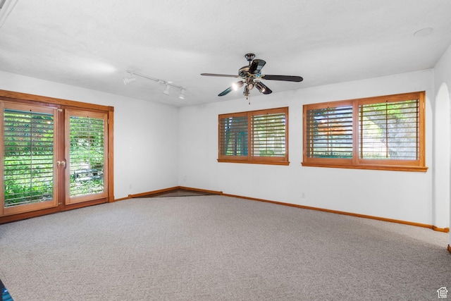 222 S 800 E, Alpine, UT 84004 - carpeted empty room with ceiling fan and rail lighting