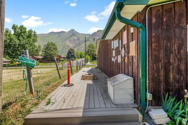 222 S 800 E, Alpine, UT 84004 - wooden deck with a mountain view and a fire pit