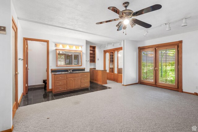 222 S 800 E, Alpine, UT 84004 - bathroom with vanity, ceiling fan, rail lighting, and carpet flooring