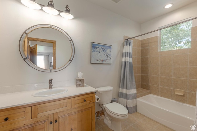 1085 W Links Dr, Midway, UT 84049 - bathroom with tile patterned flooring, vanity, and shower / tub combo