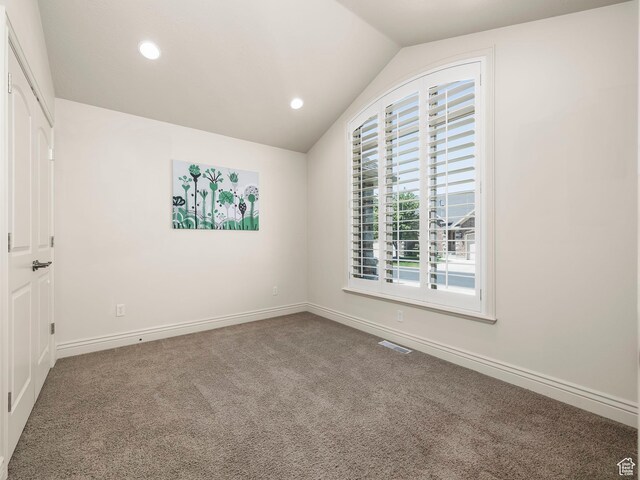 179 S 1060 E, American Fork, UT 84003 - spare room featuring vaulted ceiling, carpet, and recessed lighting
