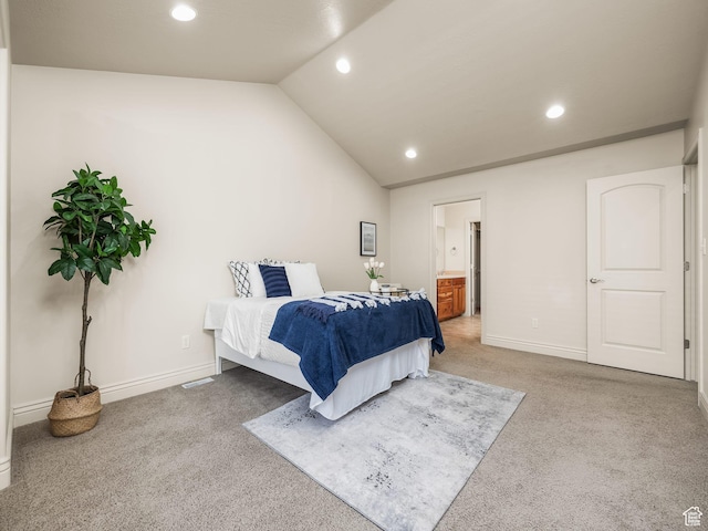 179 S 1060 E, American Fork, UT 84003 - bedroom with carpet floors, recessed lighting, vaulted ceiling, and ensuite bathroom