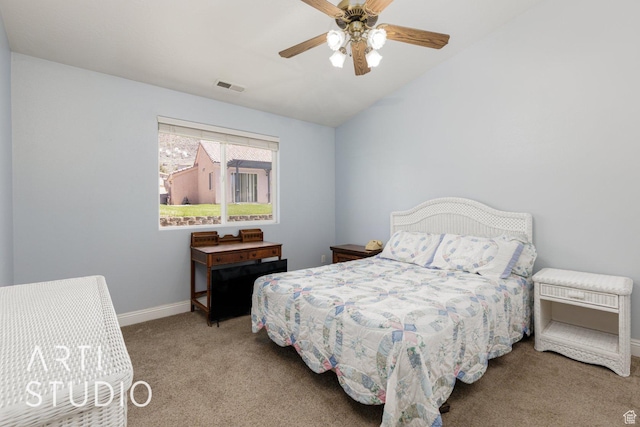 524 S Indian Hills Dr Unit 102, St George, UT 84770 - carpeted bedroom with lofted ceiling and a ceiling fan
