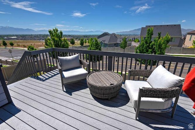 735 W Horizon Dr, Lehi, UT 84043 - wooden terrace featuring a mountain view
