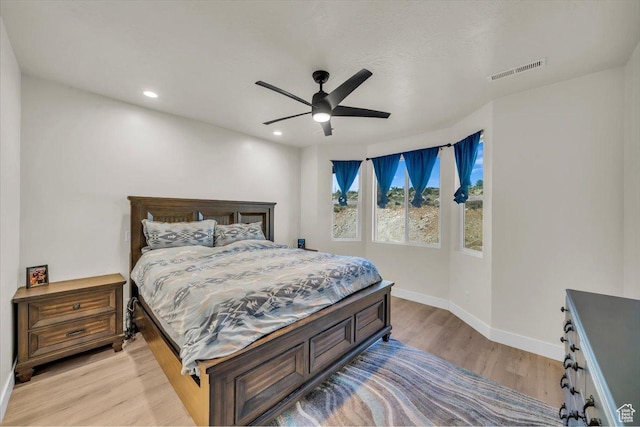 992 S Mulberry Dr, Toquerville, UT 84774 - bedroom with light wood-style flooring, recessed lighting, and ceiling fan