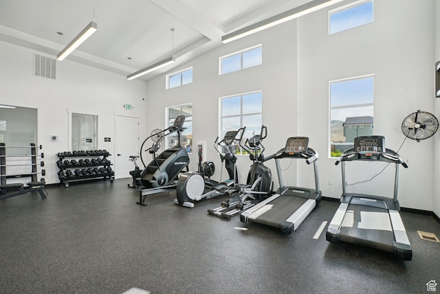 7215 N Clear Meadow Way, Eagle Mountain, UT 84005 - gym with plenty of natural light and a high ceiling