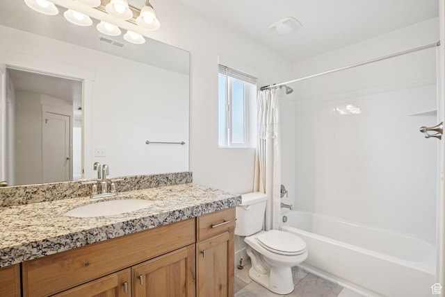 7215 N Clear Meadow Way, Eagle Mountain, UT 84005 - bathroom featuring shower / bath combo with shower curtain, vanity, and tile patterned floors