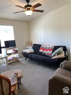 165 S 200th Ct W, Vernal, UT 84078 - carpeted living area with a ceiling fan