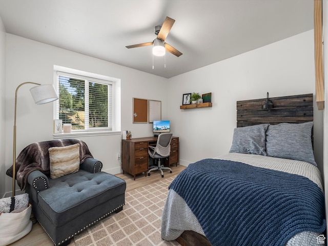 1705 E Plata Way, Sandy, UT 84093 - bedroom featuring light wood-style floors, ceiling fan, and an office area