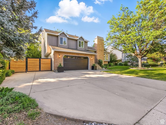 1705 E Plata Way, Sandy, UT 84093 - traditional home featuring driveway, board and batten siding, a garage, a gate, and brick siding